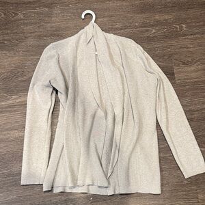 Cyrus Open-Front Cream Ribbed Knit Cardigan